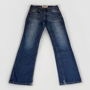 Ariat Jeans Mens 32x34 M5 Slim Fit Straight Leg Dark Wash Work Denim *FLAW*